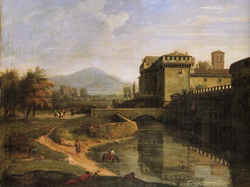 1810-Charles-François Knébel - Veduta dell'abbazia di san Nilo a Grottaferrata